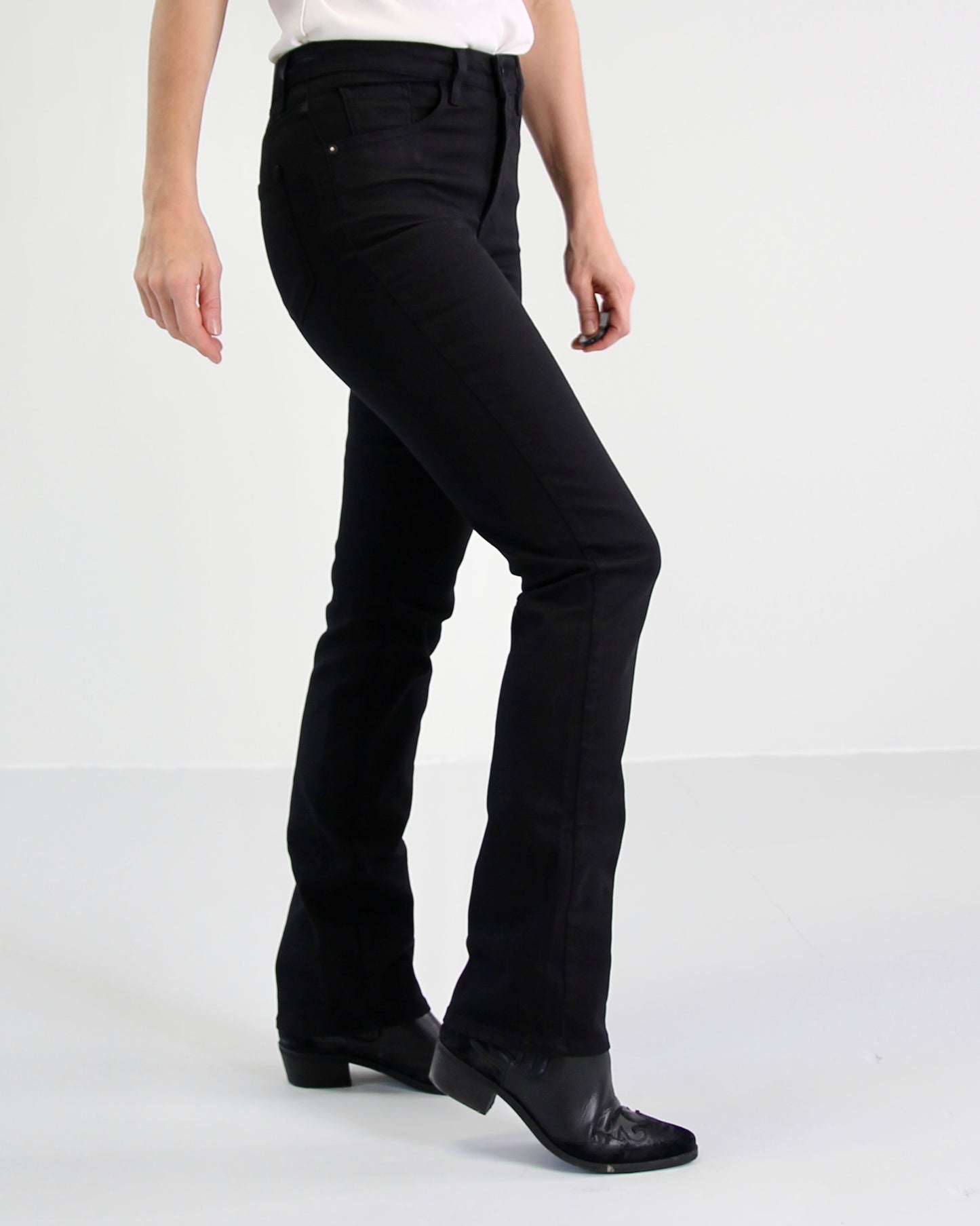 Vally Black Jeans - Dame - Straight  - High waist - Stretchy