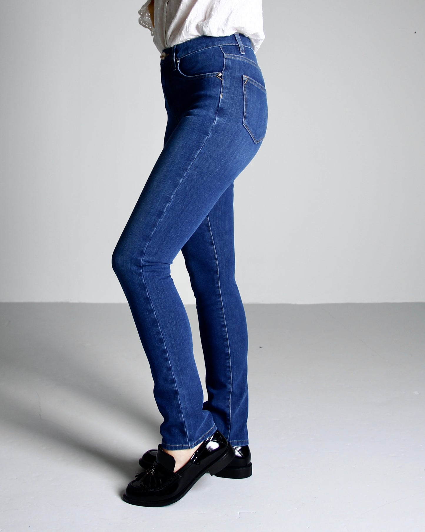 Eben Ocean blue Jeans - Dame - Tailored - High waist - Stretchy