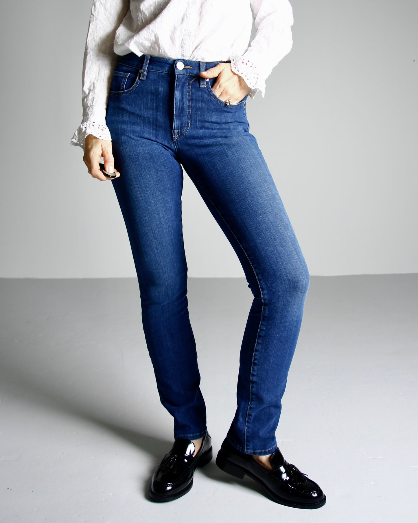 Eben Ocean blue Jeans - Dame - Tailored - High waist - Stretchy