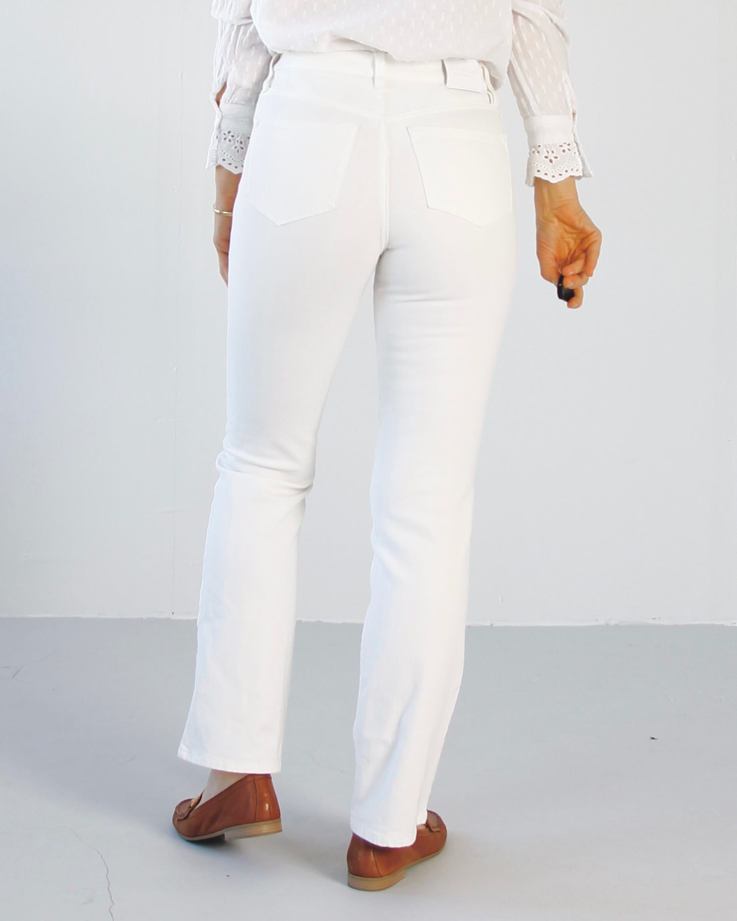 Vilma White Jeans - Dame - Straight leg - High waist - Stretchy