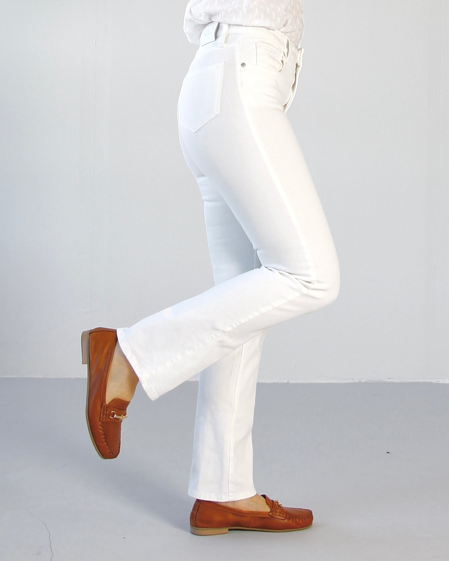 Vilma White Jeans - Dame - Straight leg - High waist - Stretchy