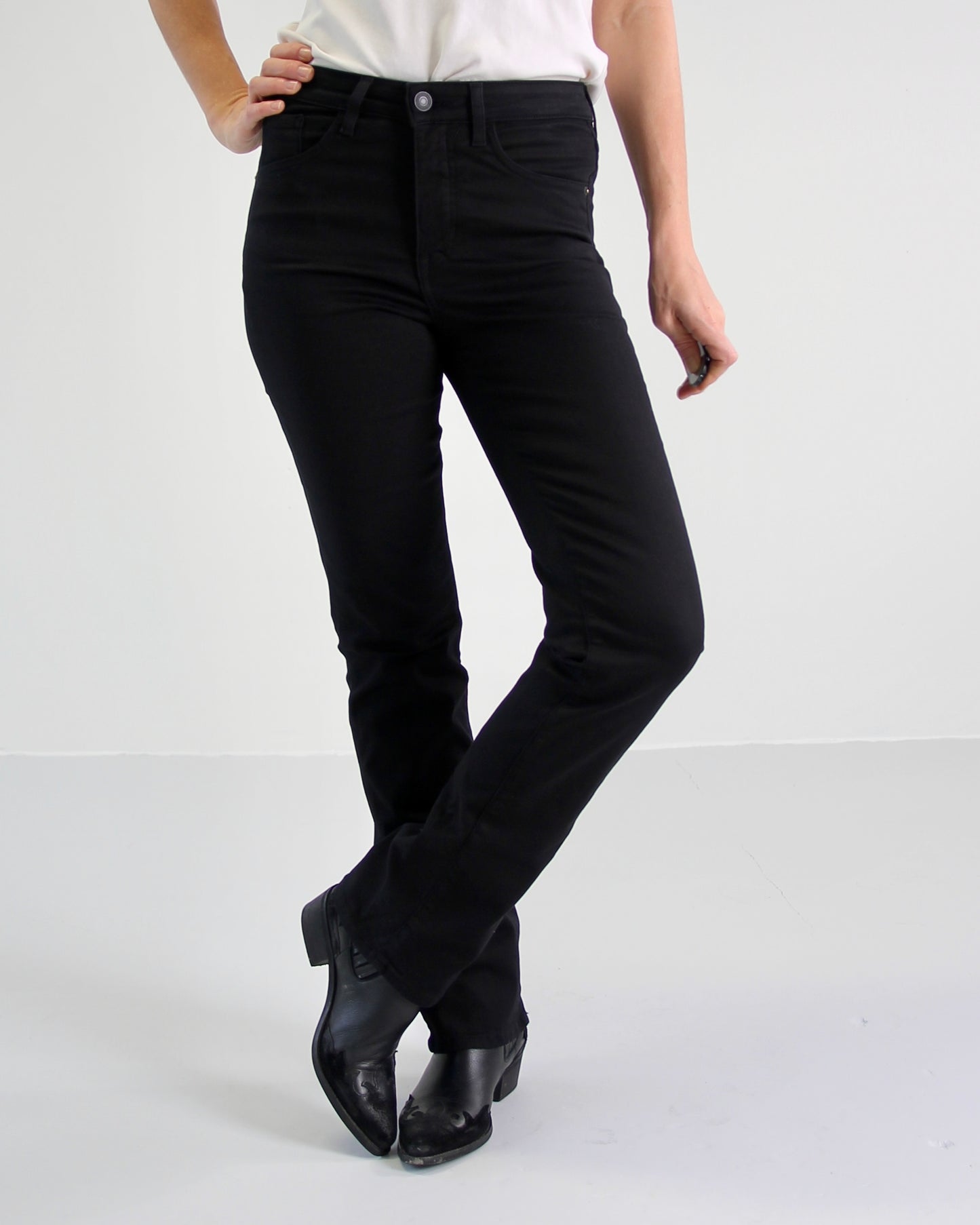 Vally Black Jeans - Dame - Straight  - High waist - Stretchy