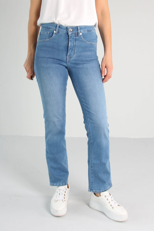 Vally Sea blue Jeans - Dame - Straight  - High waist - Stretchy