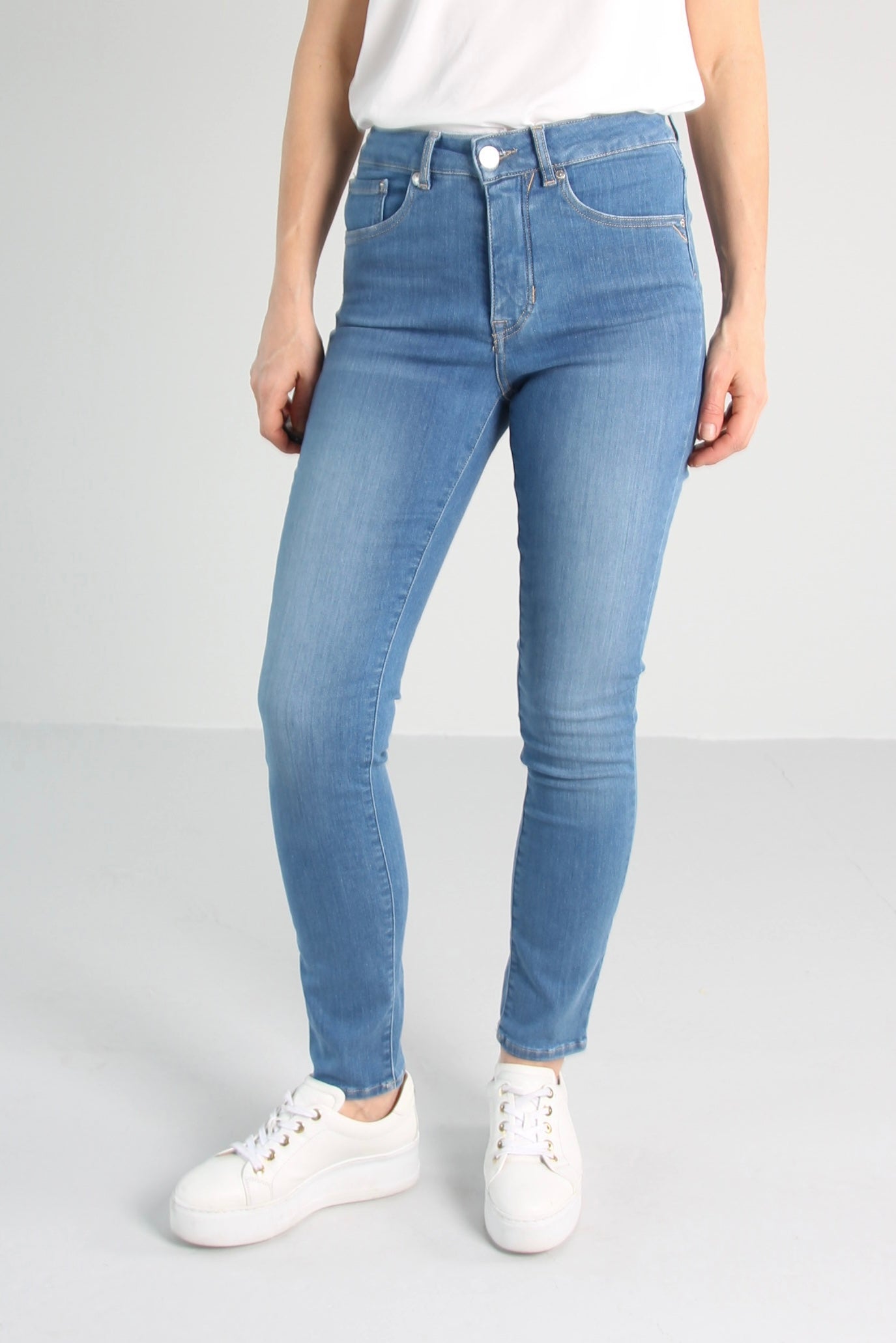 Ayla Sea blue Jeans - Dame - Slim  - High waist - Stretchy