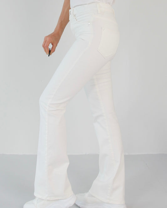 Wesley Soft white Jeans - Dame - Bootcut - Flare - High waist - Stretchy