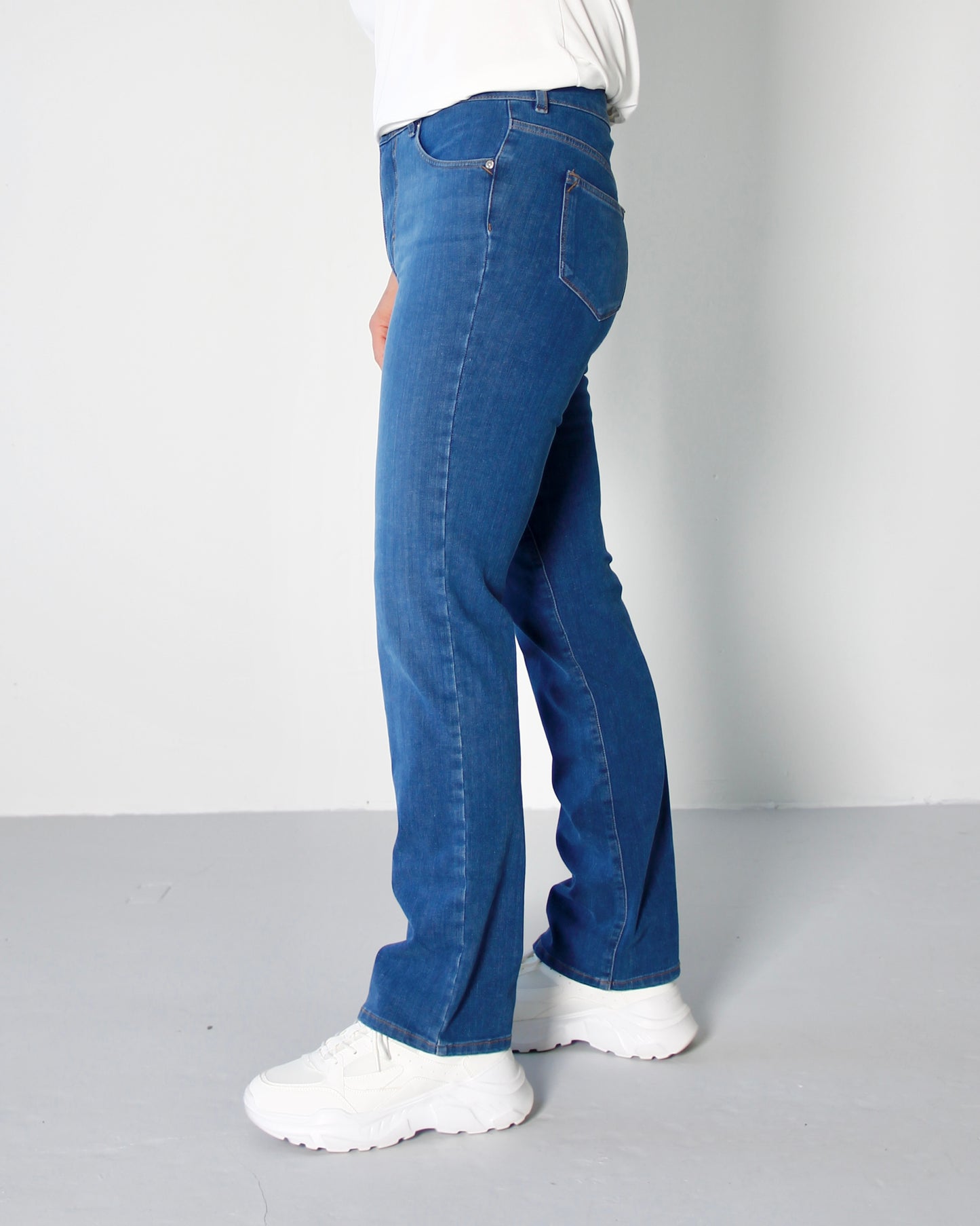 NY: Violet Stone blue Jeans - Dame - Straight leg  - High waist - Stretchy