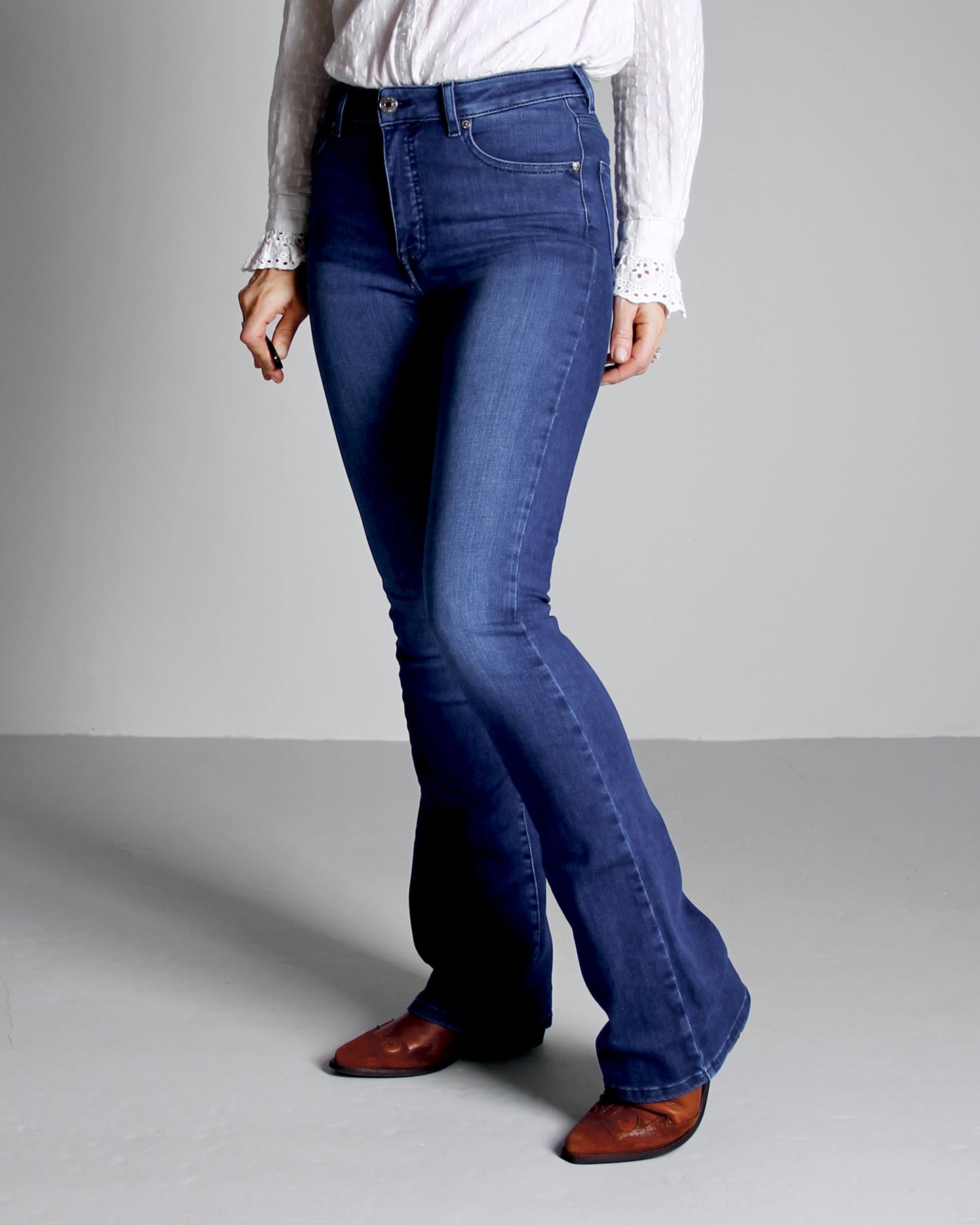 Wesley Velvet blue Jeans - Dame - Bootcut