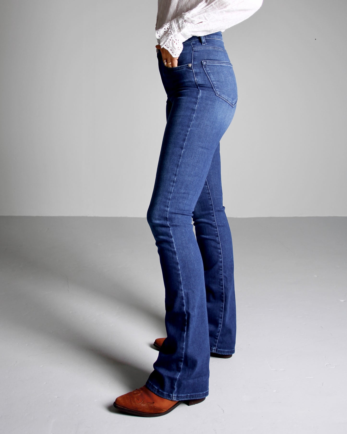 Wesley Velvet blue Jeans - Dame - Bootcut