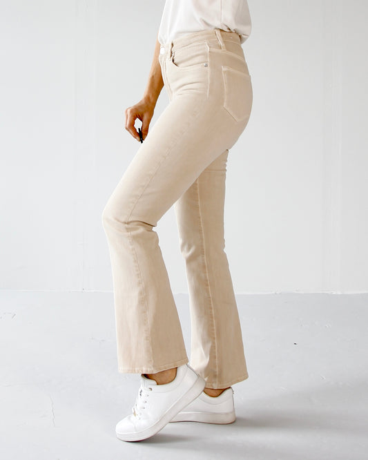 Kommer straks: Wendy Light sand Jeans - Dame - Bootcut - Flare - High waist - Stretchy