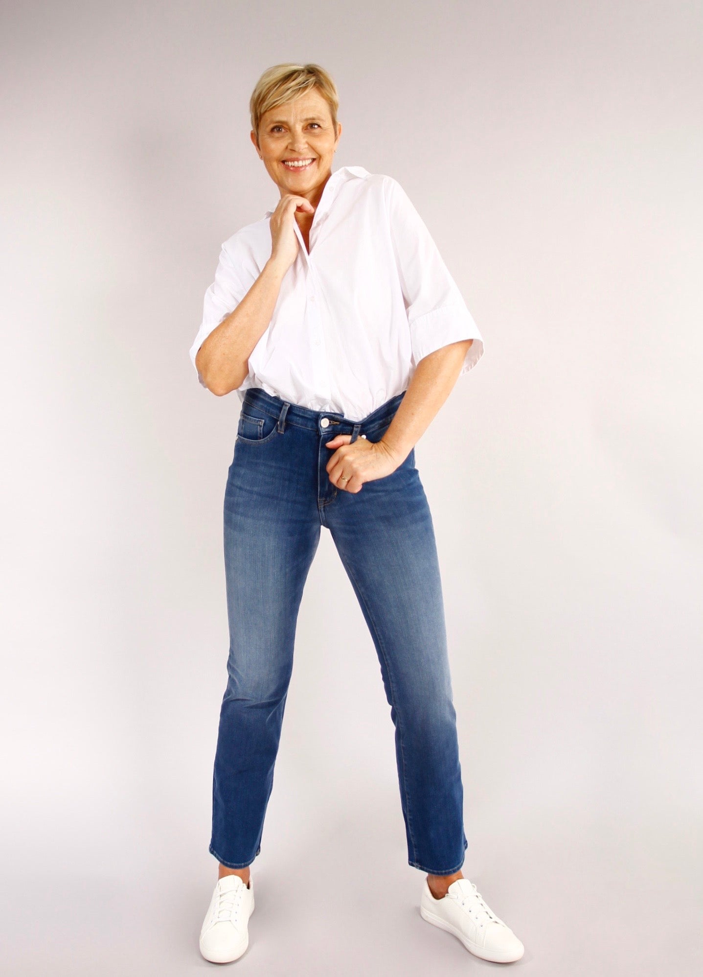 Erica Ocean blue Jeans - Dame - Tailored leg - High waist - Stretchy